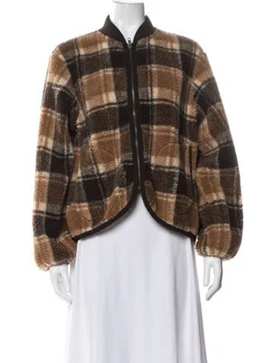 Pre-owned The Great Plaid Print Bomber Jacket In Brown
