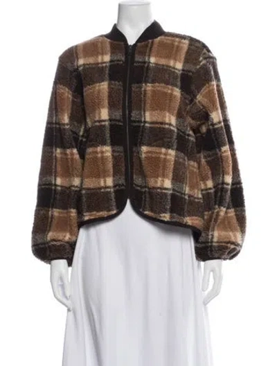 Pre-owned The Great Plaid Print Bomber Jacket In Brown