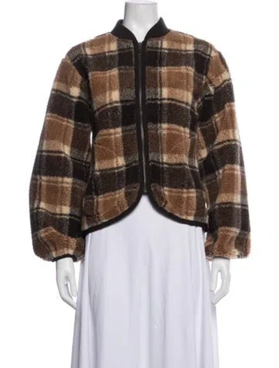 Pre-owned The Great Plaid Print Bomber Jacket In Brown