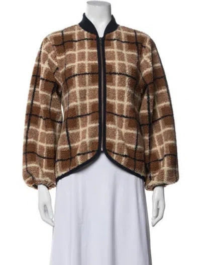 Pre-owned The Great Plaid Print Bomber Jacket In Brown