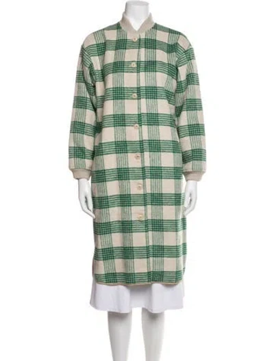 Pre-owned The Great Plaid Print Coat In Green/neutrals