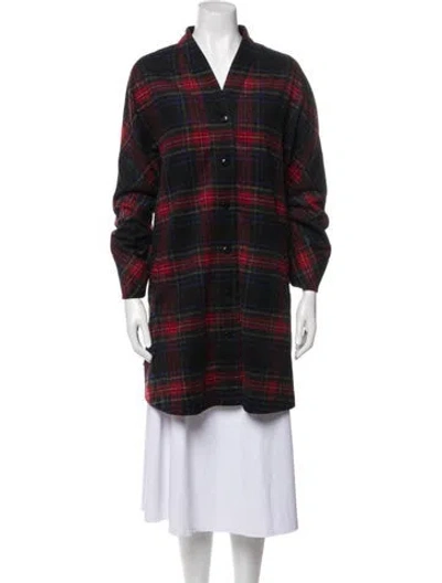 Pre-owned The Great Plaid Print Coat In Red