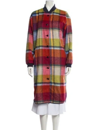 Pre-owned The Great Plaid Print Coat In Red