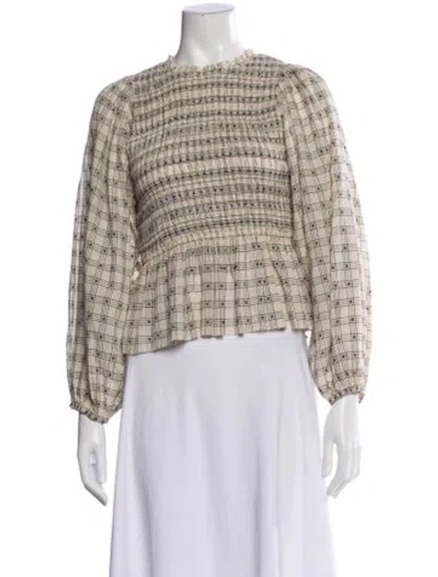 Pre-owned The Great Plaid Print Crew Neck Blouse