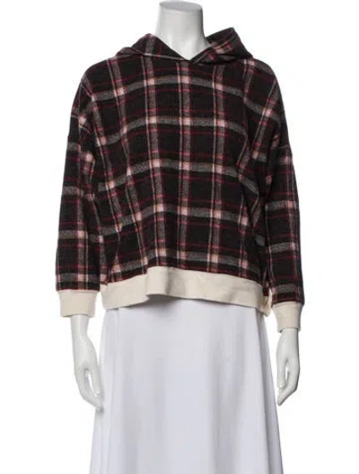 Pre-owned The Great Plaid Print Crew Neck Hoodie In Green