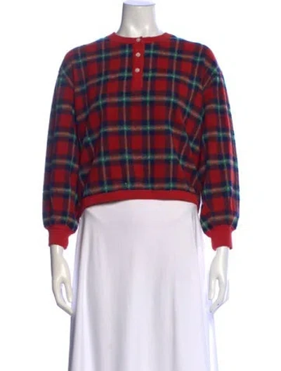 Pre-owned The Great Plaid Print Crew Neck Sweater In Red