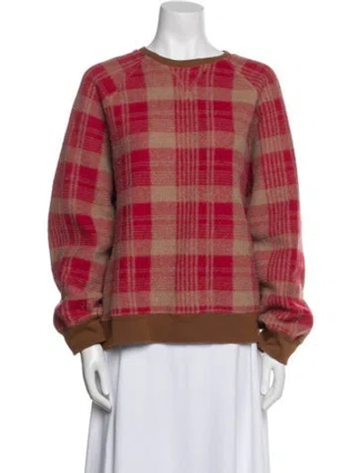 Pre-owned The Great Plaid Print Crew Neck Sweatshirt In Red