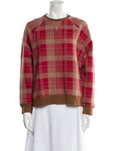 Pre-owned The Great Plaid Print Crew Neck Sweatshirt In Red