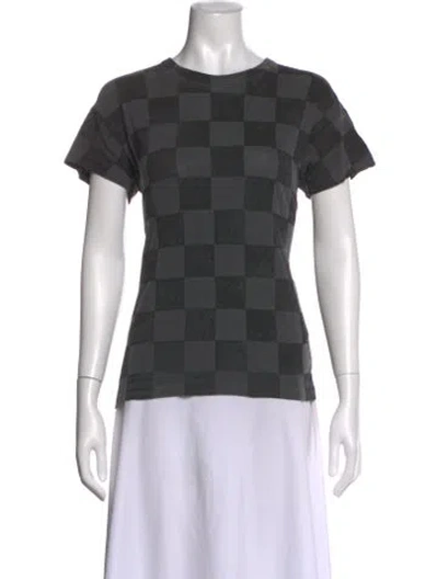 Pre-owned The Great Plaid Print Crew Neck T-shirt In Black