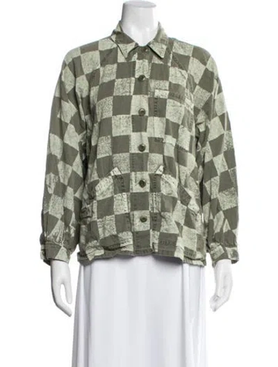 Pre-owned The Great Plaid Print Jacket In Green