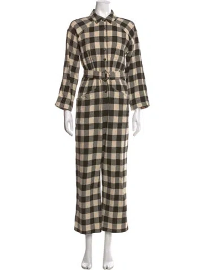 Pre-owned The Great Plaid Print Jumpsuit In Neutrals