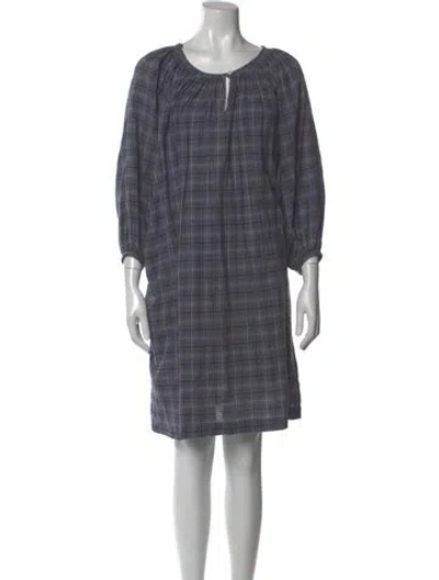 Pre-owned The Great Plaid Print Knee-length Dress In Blue