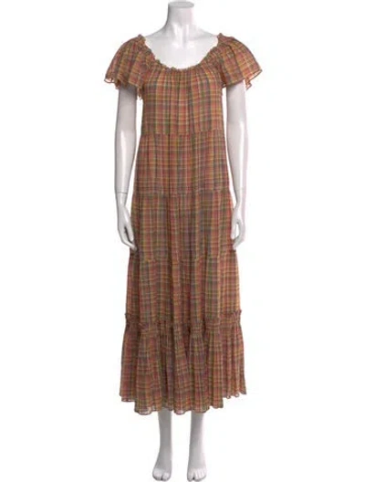 Pre-owned The Great Plaid Print Long Dress