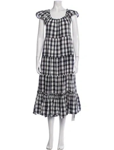 Pre-owned The Great Plaid Print Long Dress In Blue/white