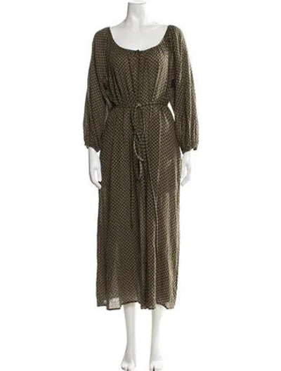 Pre-owned The Great Plaid Print Long Dress In Green
