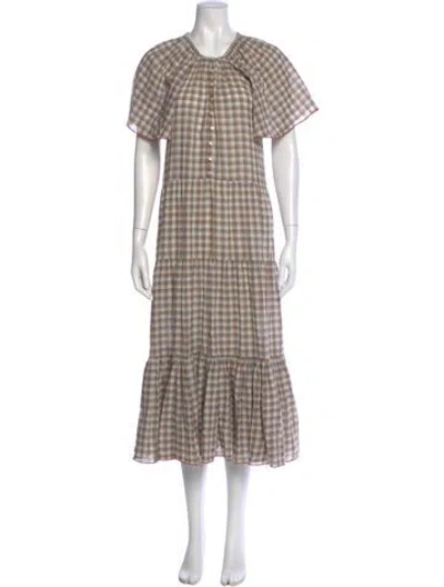 Pre-owned The Great Plaid Print Long Dress In Neutral