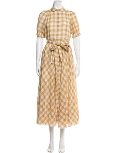 Pre-owned The Great Plaid Print Long Dress In Neutral