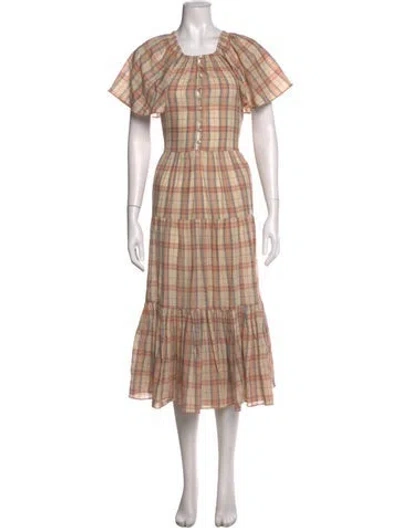 Pre-owned The Great Plaid Print Long Dress In Neutral