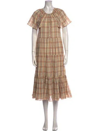 Pre-owned The Great Plaid Print Long Dress In Neutrals