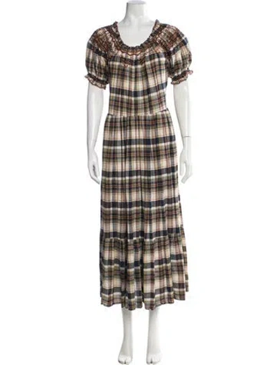 Pre-owned The Great Plaid Print Long Dress In Neutrals