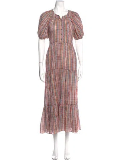 Pre-owned The Great Plaid Print Long Dress In Red