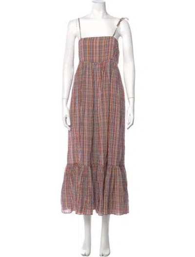 Pre-owned The Great Plaid Print Long Dress In Red