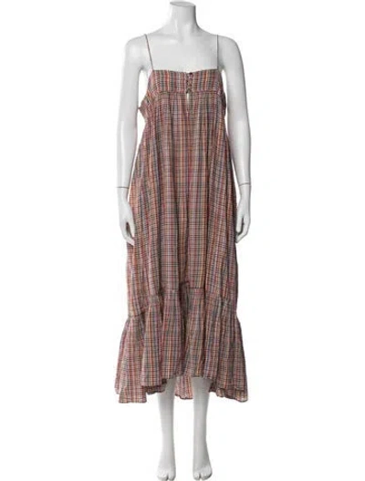 Pre-owned The Great Plaid Print Long Dress In Red