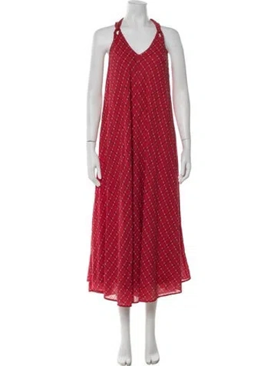 Pre-owned The Great Plaid Print Long Dress In Red