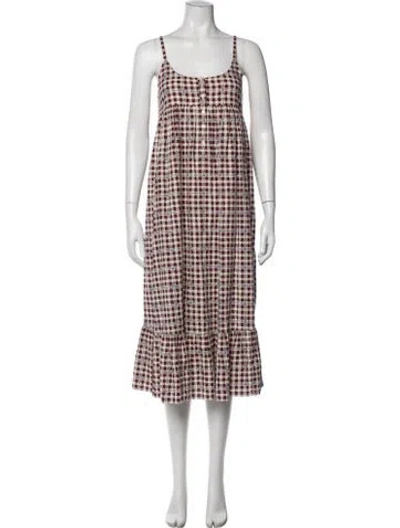 Pre-owned The Great Plaid Print Long Dress W/ Tags In Neutral