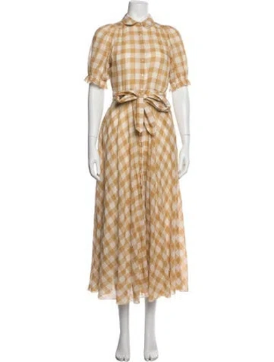 Pre-owned The Great Plaid Print Long Dress In Yellow