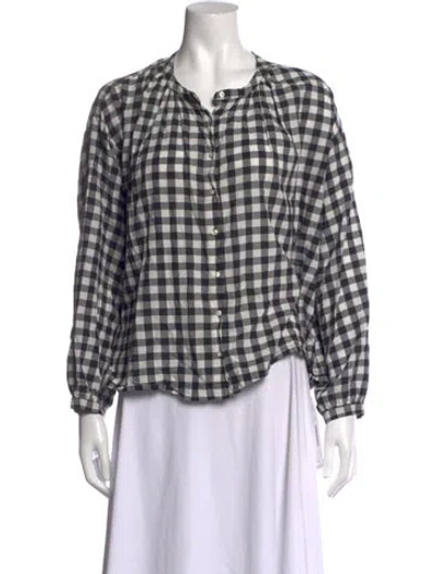 Pre-owned The Great Plaid Print Long Sleeve Blouse In Black