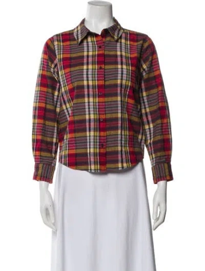 Pre-owned The Great Plaid Print Long Sleeve Button-up Top In Multi