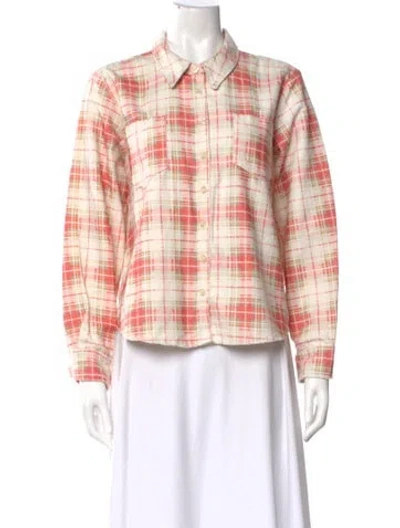 Pre-owned The Great Plaid Print Long Sleeve Button-up Top In Red