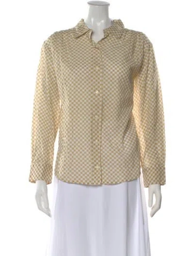 Pre-owned The Great Plaid Print Long Sleeve Button-up Top W/ Tags In Blue