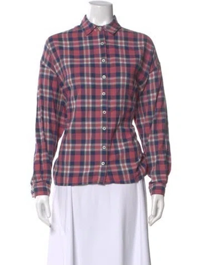 Pre-owned The Great Plaid Print Long Sleeve Button-up Top W/ Tags In Pink