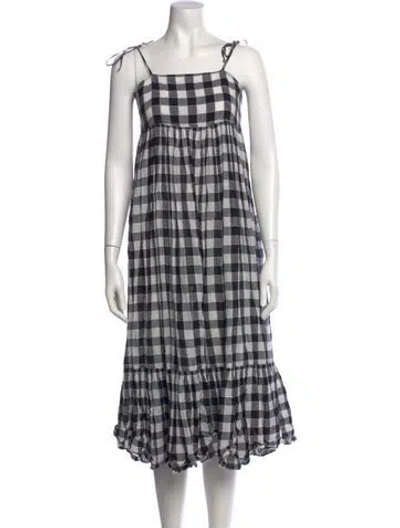 Pre-owned The Great Plaid Print Midi Length Dress In Black