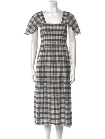 Pre-owned The Great Plaid Print Midi Length Dress In Multi