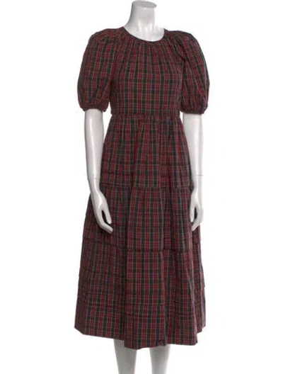Pre-owned The Great Plaid Print Midi Length Dress In Multi