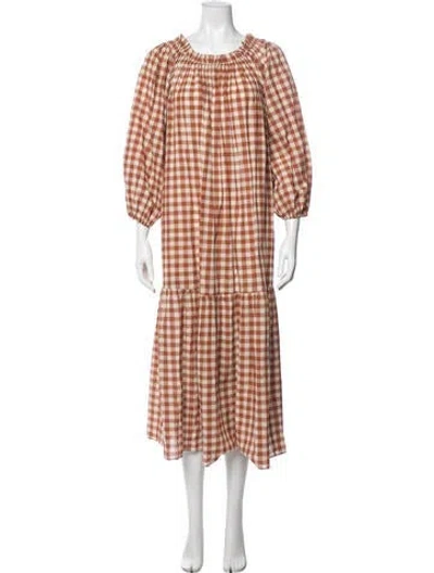 Pre-owned The Great Plaid Print Midi Length Dress In Multi
