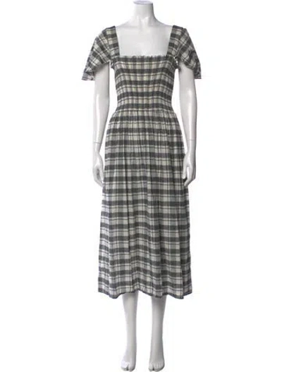 Pre-owned The Great Plaid Print Midi Length Dress In Multi