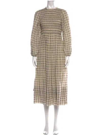 Pre-owned The Great Plaid Print Midi Length Dress In Neutrals