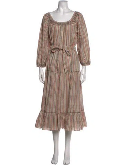 Pre-owned The Great Plaid Print Midi Length Dress In Pink