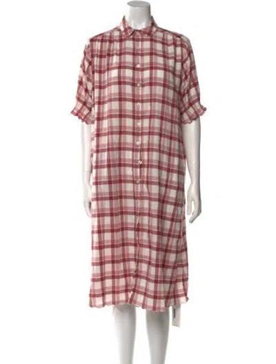Pre-owned The Great Plaid Print Midi Length Dress In Red