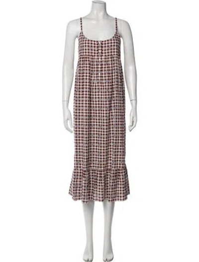Pre-owned The Great Plaid Print Midi Length Dress W/ Tags In Neutral