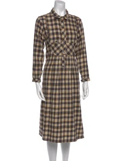 Pre-owned The Great Plaid Print Midi Length Dress In Yellow