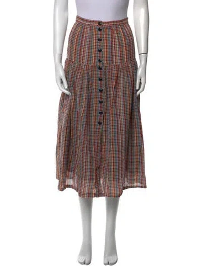 Pre-owned The Great Plaid Print Midi Length Skirt In Blue