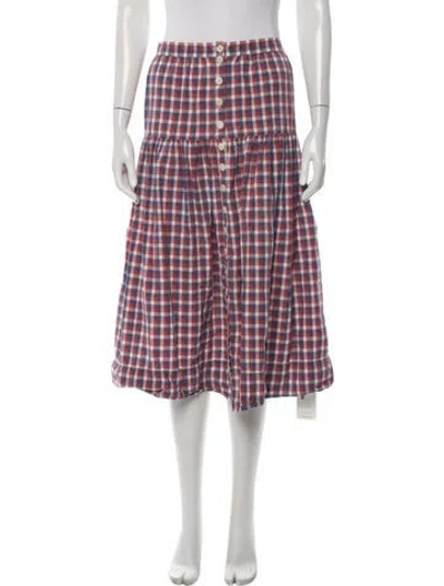 Pre-owned The Great Plaid Print Midi Length Skirt In Blue/red