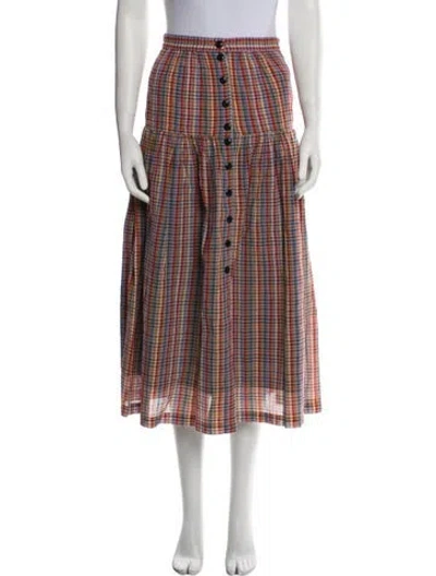 Pre-owned The Great Plaid Print Midi Length Skirt In Multi