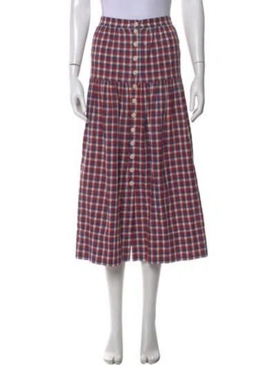 Pre-owned The Great Plaid Print Midi Length Skirt In Multi
