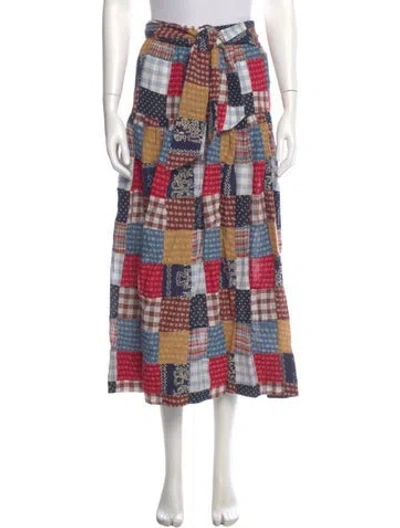 Pre-owned The Great Plaid Print Midi Length Skirt In Red